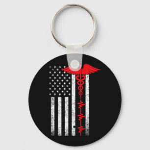 Thin Red Line USA Flag Nurse Key Ring