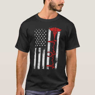 Thin Red Line Usa Flag Nurse Patriotic T-Shirt