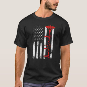 Thin Red Line Usa Flag Nurse Patriotic T-Shirt