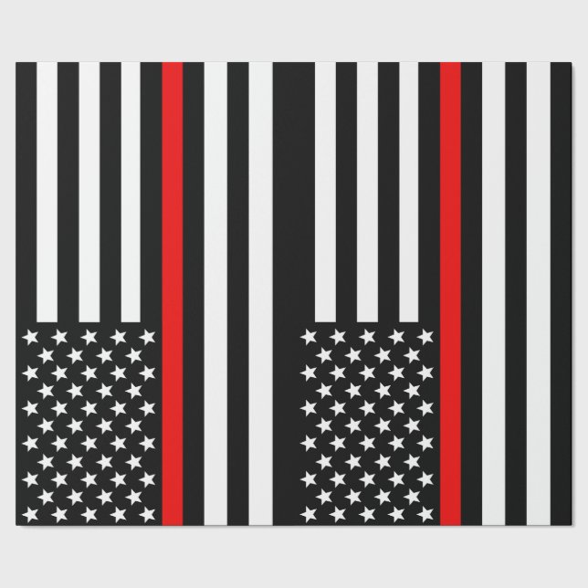Thin Red Line USA Flag Wrapping Paper (Seam)