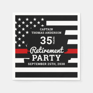 Thin Red Line Years Service Firefighter Retirement Napkin