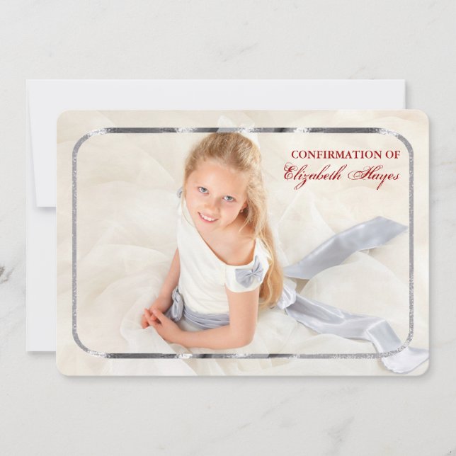 Thin Silver Frame Photo Invitation (Front)