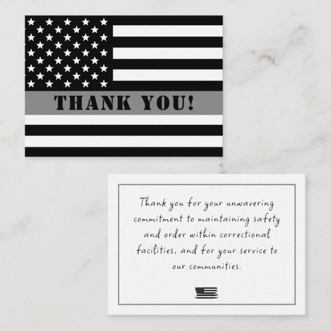 Thin Silver Line Corrections Officer Appreciation Card (Front/Back)