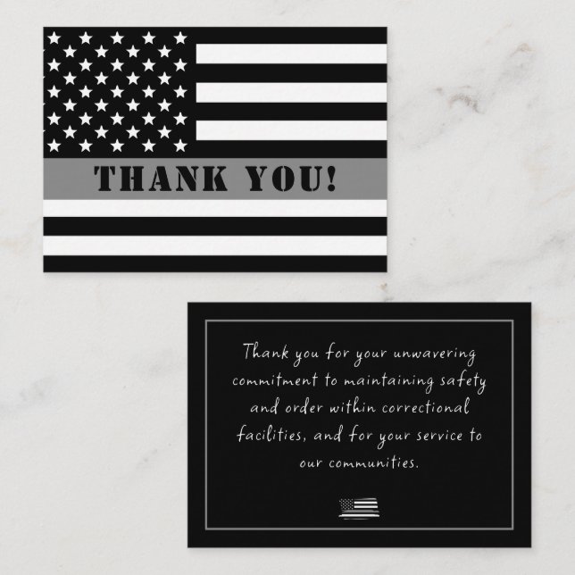 Thin Silver Line Corrections Officer Appreciation Card (Front/Back)