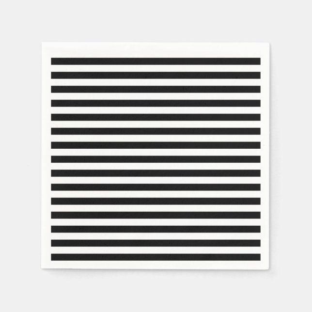 Thin Stripes - Black and White Napkin (Front)