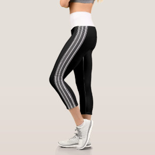 Thin Stripes Black and White Yoga Pants Leggings