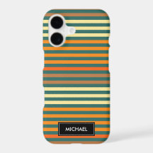 Thin Stripes Green & Orange | Custom Name