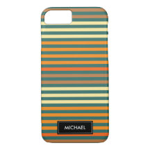 Thin Stripes Green & Orange | Custom Name