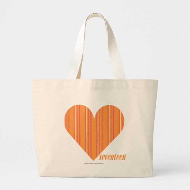 Thin Stripes Orange 3 Large Tote Bag (Front)