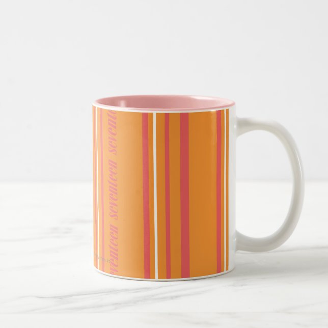 Thin Stripes Orange Two-Tone Coffee Mug (Right)