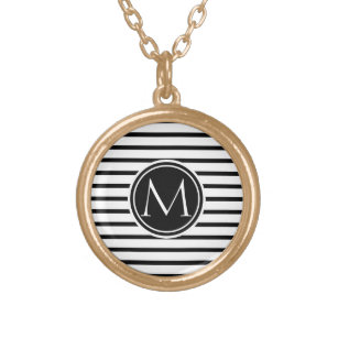 Thin Stripes Pattern Gold Plated Necklace
