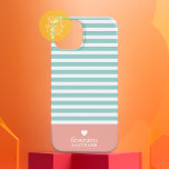Thin Stripes Upscale Heart Monogram teal peach<br><div class="desc">Coral and teal green - If your art still needs to be adjusted,  click on the Customise This button. This will take you to a design area where you can move things around and even change fonts!</div>