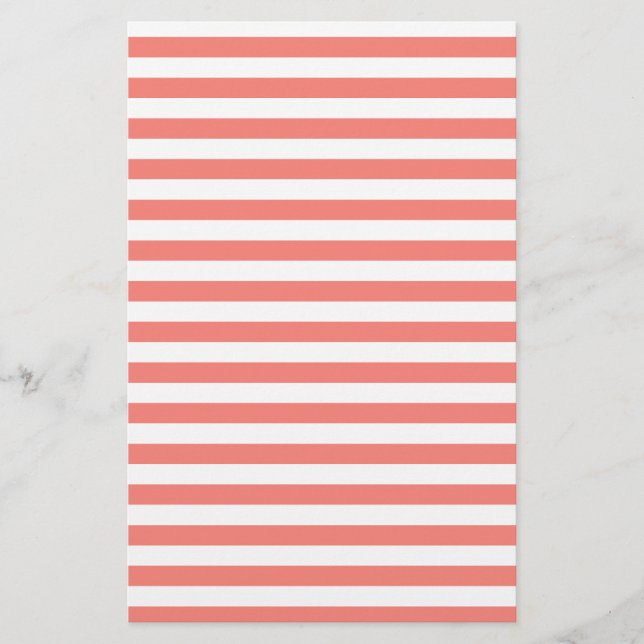 Thin Stripes - White and Coral Pink (Front)
