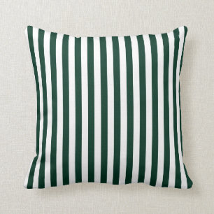 Thin Stripes - White and Dark Green Cushion