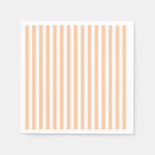Thin Stripes - White and Deep Peach Napkin (Front)