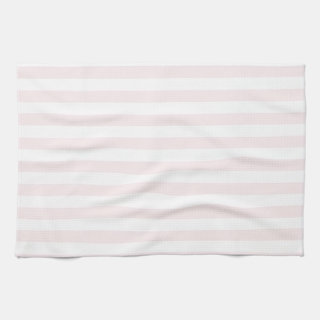 Thin Stripes - White and Pale Pink Tea Towel (Horizontal)