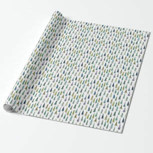 Thin Tree Pattern Retro Christmas and Winter Gift Wrapping Paper