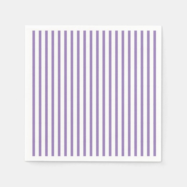 Thin Vertical Stripes Striped Lavender  Napkin (Front)