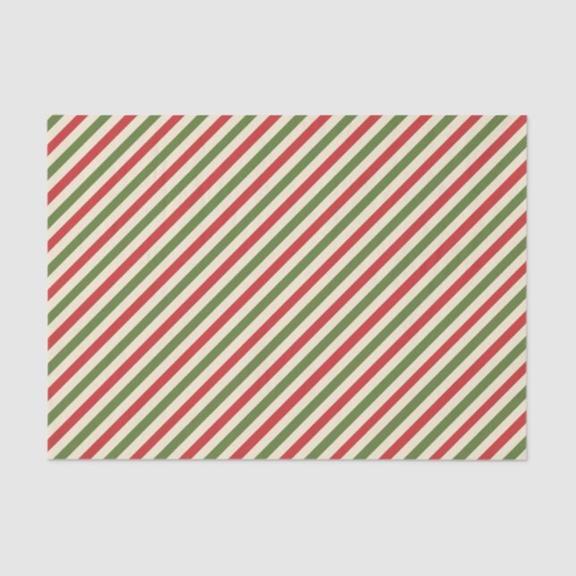 Thin Vintage Elegant Christmas Candy Cane Tissue Paper (Front)