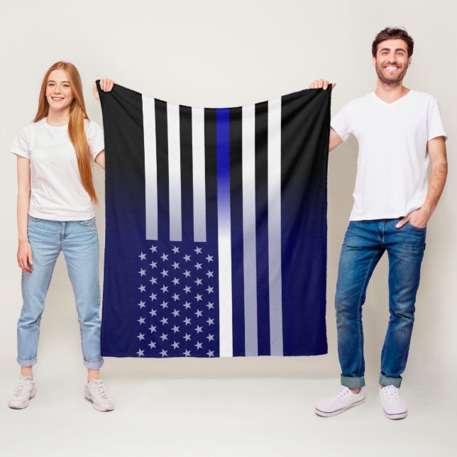 Thin White/Blue Line Fleece Blanket (In Situ)