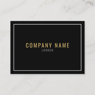 Thin white border, gold text, black business card