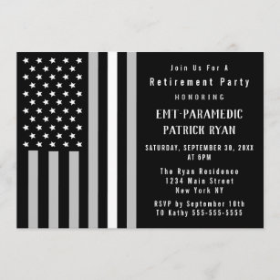 Thin White Line American Flag EMS Retirement Party Invitation