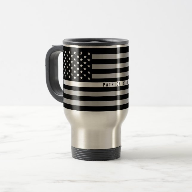 Thin White Line EMS EMT Flag Monogram Large Travel Mug (Front Left)