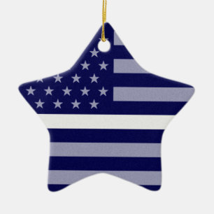 Thin White Line Flag Ceramic Tree Decoration