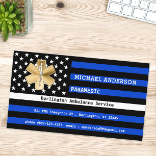 Thin White Line Flag Custom Paramedic EMS Logo Business Card
