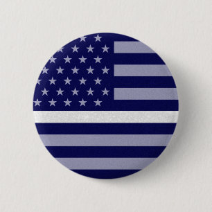 Thin White Line Glitter Flag 6 Cm Round Badge
