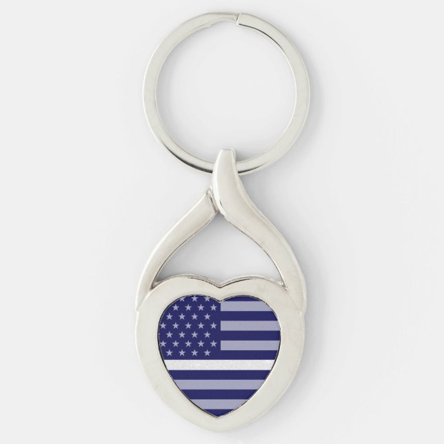 Thin White Line Glitter Flag Key Ring (Front)