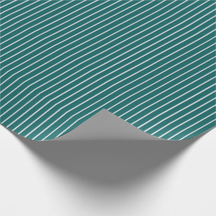 Thin White Pinstripes on Dark Teal Wrapping Paper