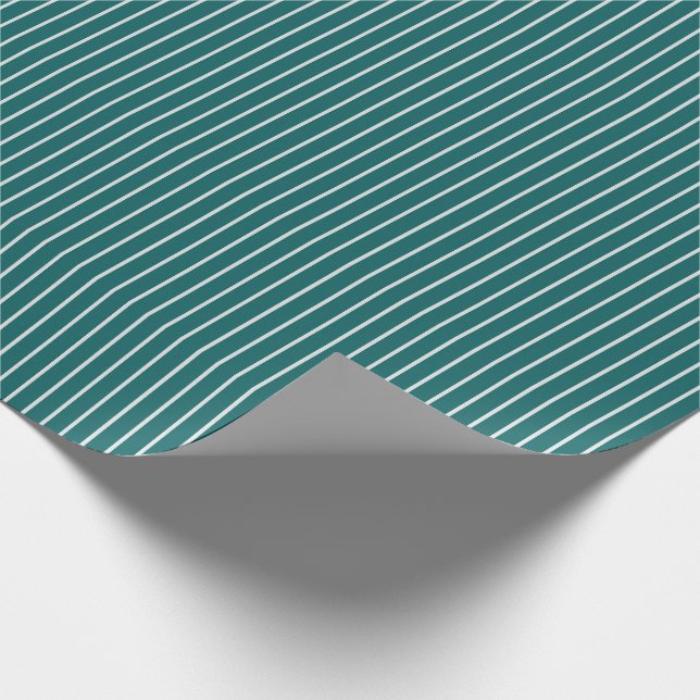 Thin White Pinstripes on Dark Teal Wrapping Paper (Corner)