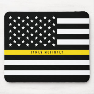 Thin Yellow Line Dispatcher American Flag Add Name Mouse Mat