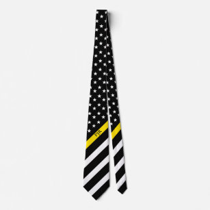 Thin Yellow Line Dispatcher American Flag Monogram Tie