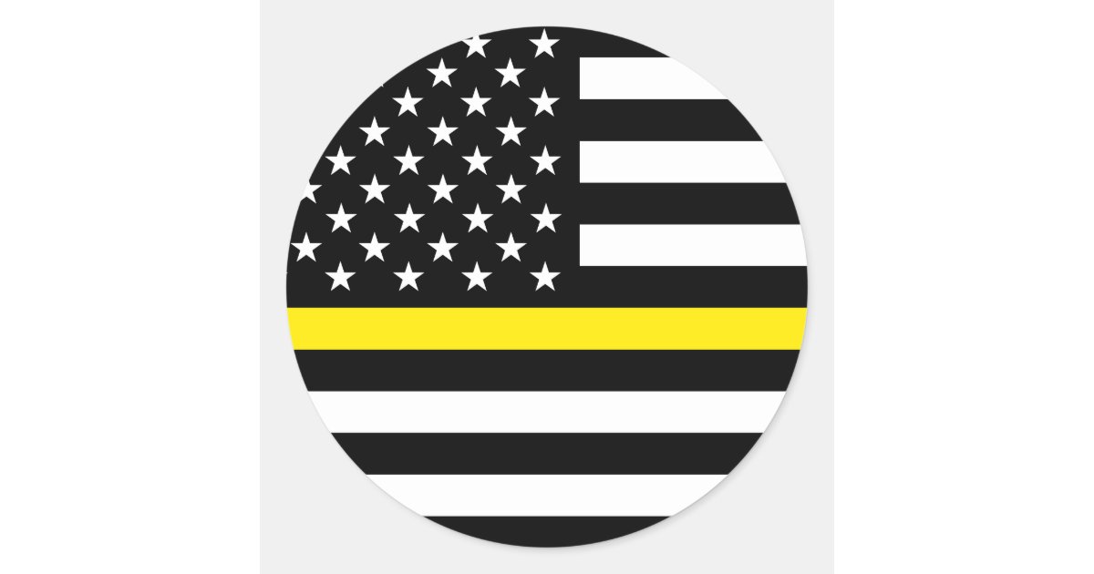 Dispatch Flag Rounded Thin Yellow Line Dispatchers Flag Classic Round Sticker | Zazzle