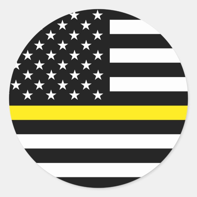 Thin Yellow Line Dispatchers Flag Classic Round Sticker (Front)