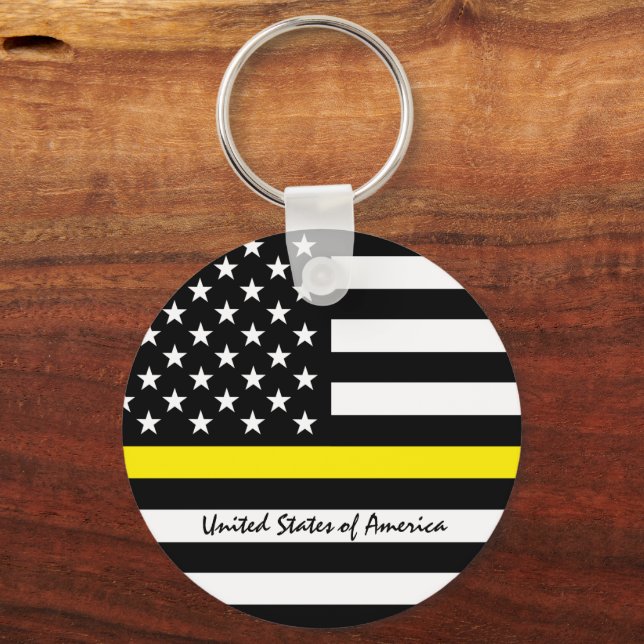 Thin Yellow Line Flag, USA Dispatchers / Services Key Ring (Front)