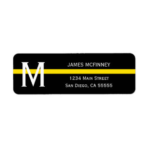Thin Yellow Line Monogrammed Name Return Address
