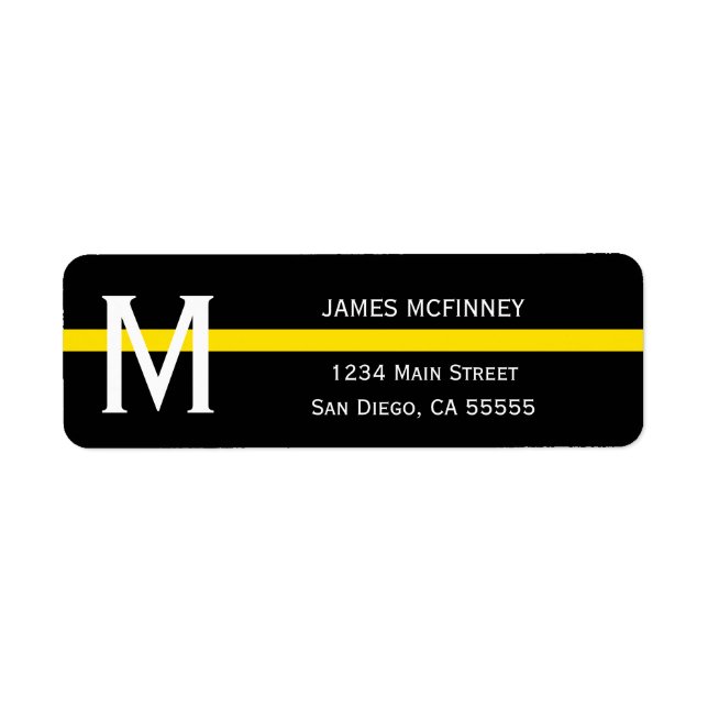 Thin Yellow Line Monogrammed Name Return Address (Front)