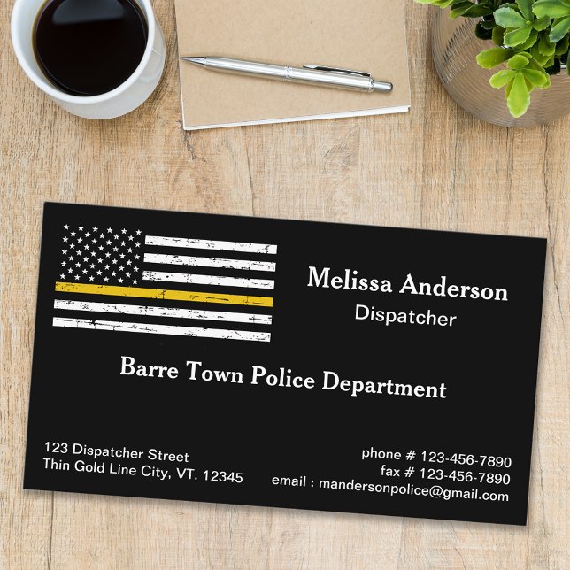 Thin Yellow Line Police Fire Dispatcher Business Card (Creator Uploaded)