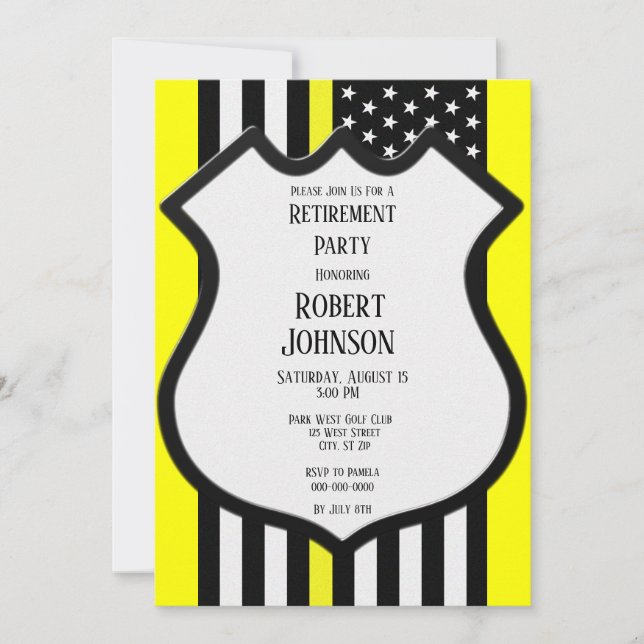 Thin Yellow Line Retirement Invitation (Front)