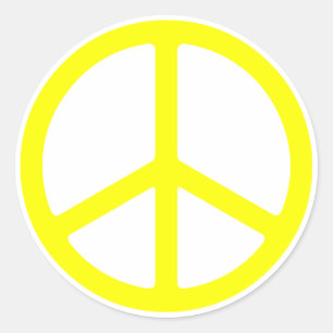 Thin Yellow Peace Sign Classic Round Sticker