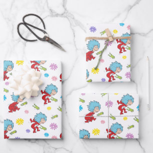 Thing 1 Thing 2 Hoppy Frog Things Pattern Wrapping Paper Sheet