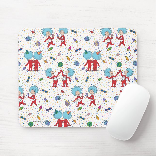 Thing One Thing Two Celebration Pattern Mouse Mat (With Mouse)