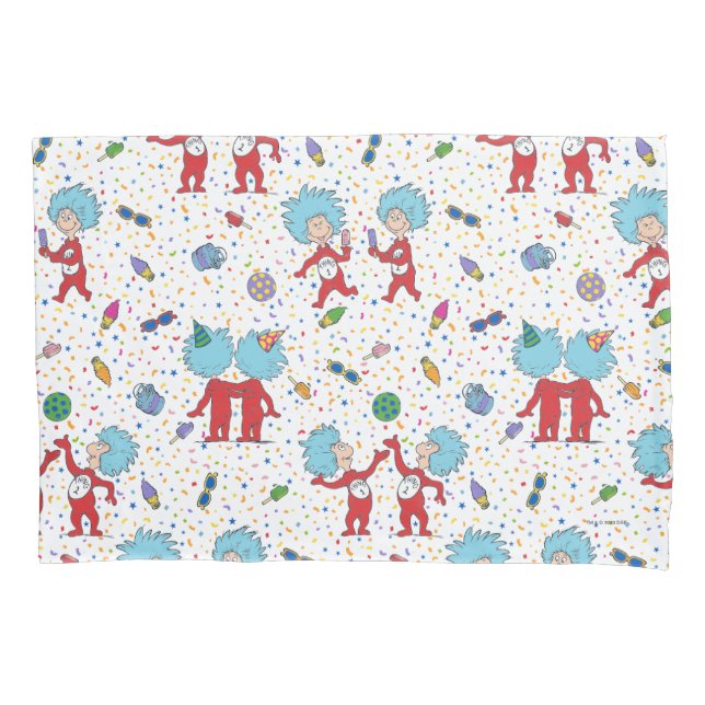 Thing One Thing Two Celebration Pattern Pillowcase (Front)