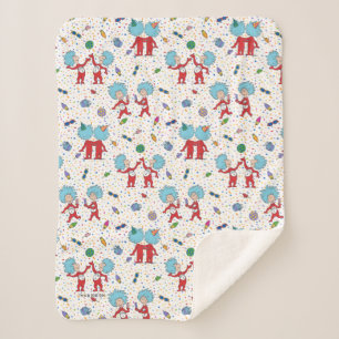 Thing One Thing Two Celebration Pattern Sherpa Blanket