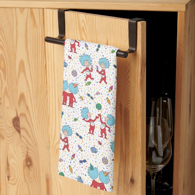 Thing One Thing Two Celebration Pattern Tea Towel (Thirds Fold)