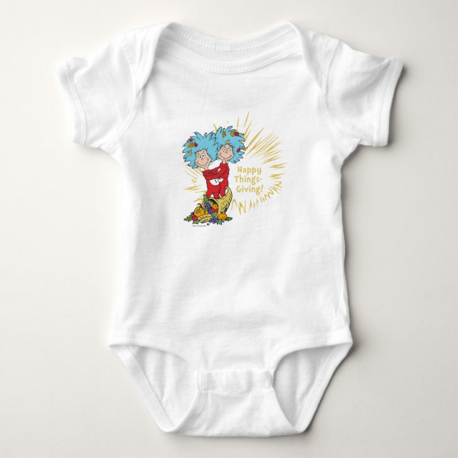 Thing One Thing Two Happy Things-Giving! Baby Bodysuit (Front)