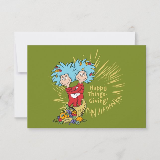 Thing One Thing Two Happy Things-Giving! Card (Front)